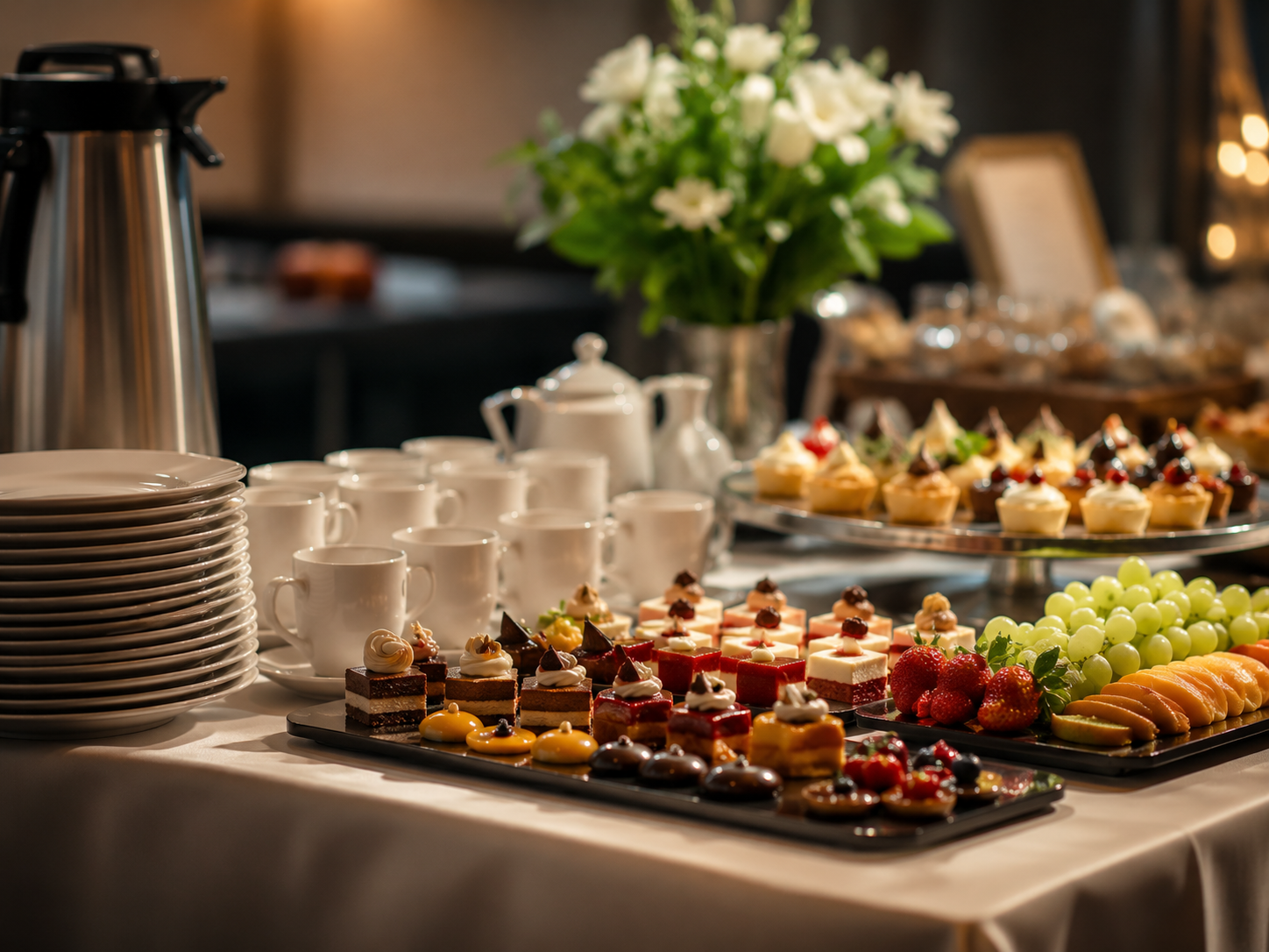 Bàn tiệc set menu được chuẩn bị cho khách